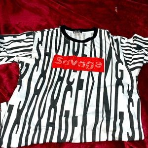 Black white design with red savage design size is a M brand new never bin were